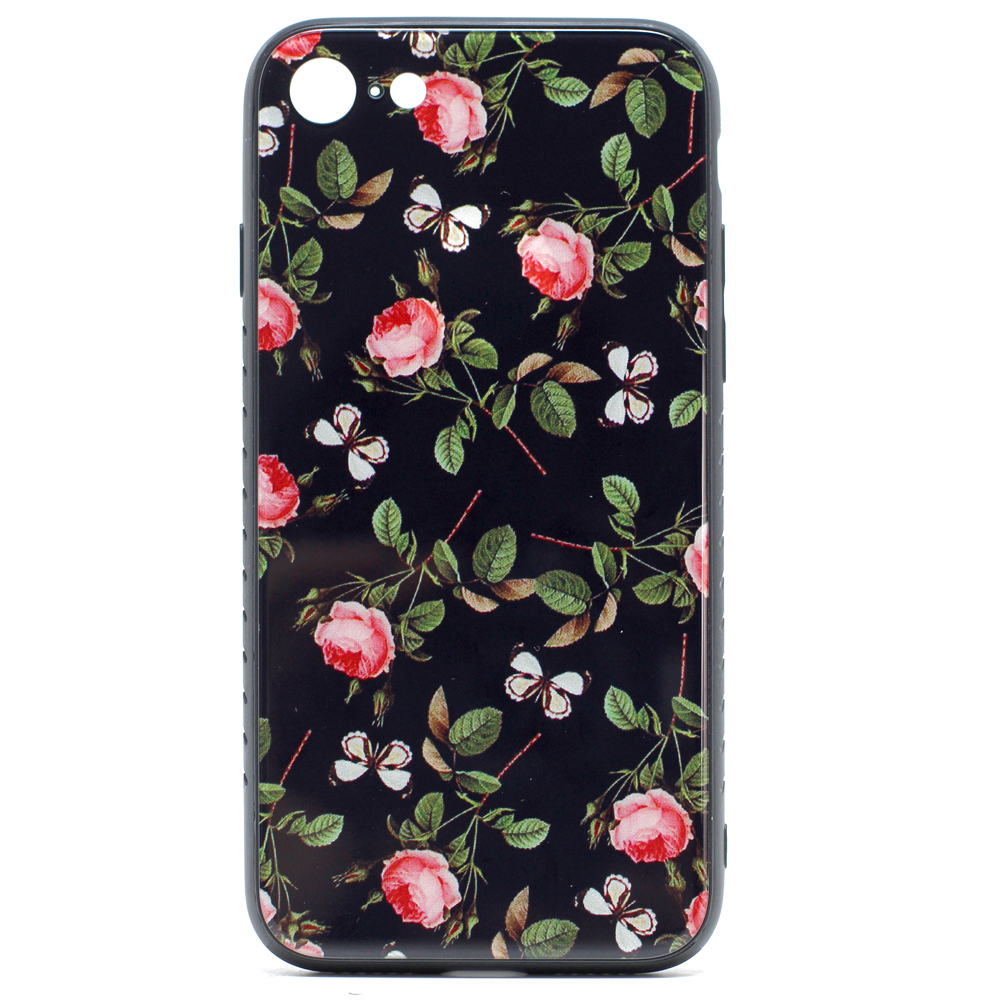 iPHONE 8 / 7 Design Tempered Glass Hybrid Case (Rose)